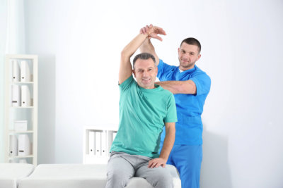 men doing physical therapy
