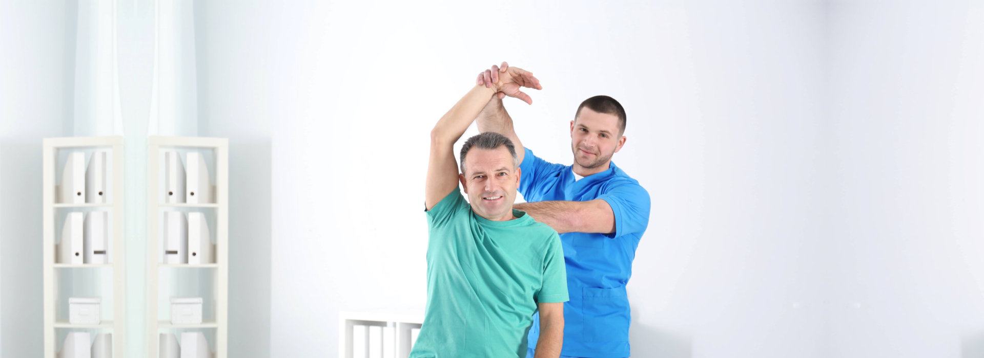 men doing physical therapy